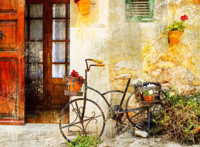 Stock Images Bicycle, vintage, old house, 8K, Stock Images 391773790